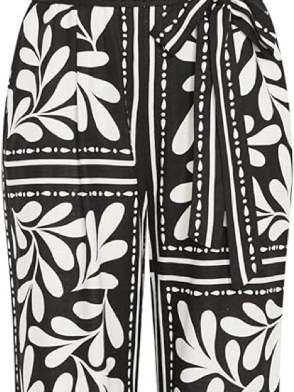 City Chic Black & White Leaf Print Wide-Leg Jumpsuit - Picture 2 of 5
